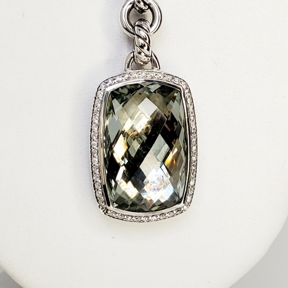 David Yurman Albion Large Prasiolite & Diamond Pendant Enhancer